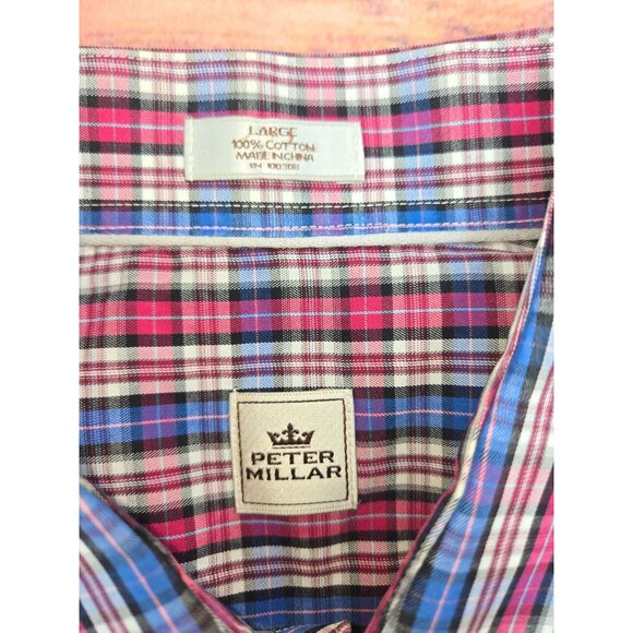 Peter Millar Mens Classic Fit Plaid Dress Shirt Large - Picture 5 of 6